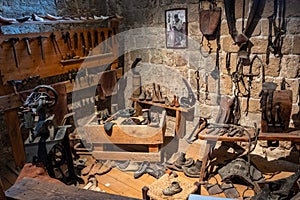 Historical shoemaker workshop inside the Walls Museum, Acre Israel
