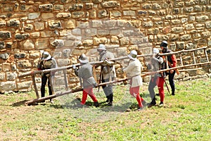 Medieval soldiers with ladder on The Battle of Budyne