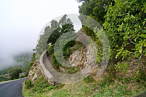 Historical stairway onto a rock