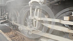 Historical Steam Engine Train locomotive Driving on railroad tracks