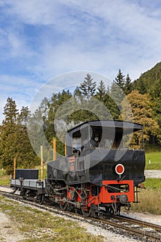 Historical steam locomotive, Achensee lake railroad, Tiro, Austria photo