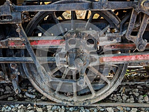 Historical steam train, locomotive, at the station.