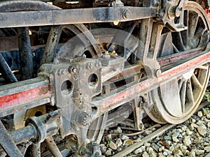 Historical steam train, locomotive, at the station.