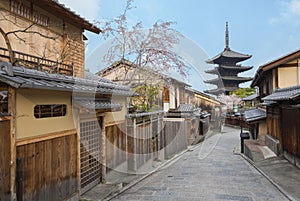 Historical street in Kyoto, Japa