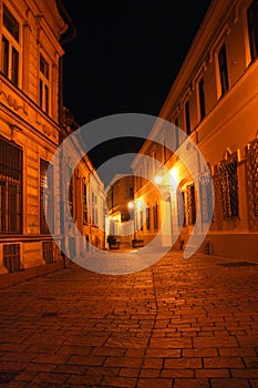 Historical street in a night