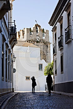 Historical street with tourists