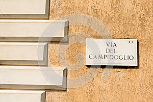 Historical street Via del Campidoglio in Rome