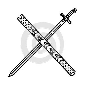 Historical Sword Of Abu Bakr Al Siddiq Icon. Doodle Hand Drawn or Outline Icon Style