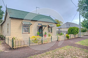 Historical timber houses at Ross in Tasmania, Australia