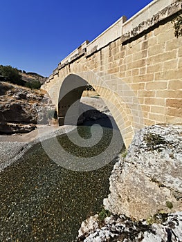 Historical touristic Severan Bridge also called cendere bridge in city of adiyaman