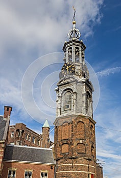 Historical tower Munttoren in the center of Amsterdam