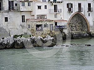 the historical town of Cefalu in Sicily. Italy