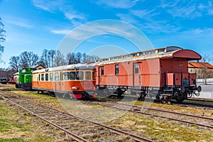 Historical train at old Nora train station in Sweden