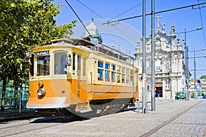 The historical trasportation of Porto - on background the