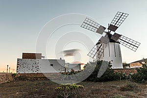 Historical and typical windmill in Fuerteventura, Spain