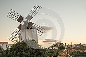 Historical and typical windmill in Fuerteventura, Spain