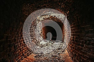 Historical underground red brick passage
