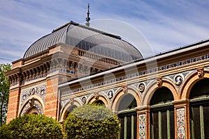 Historical Velazquez Palace an exhibition hall located in Buen Retiro Park in Madrid built in 1883