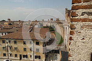 Historical view of the city of Cittadella, with medieval walls, Padova, Italy