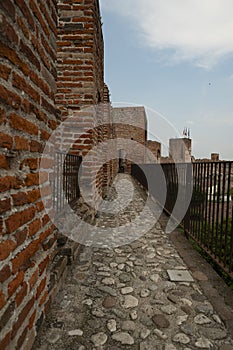 Historical view of the city of Cittadella, with medieval walls, Padova, Italy