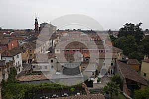 Historical view of the city of Cittadella, with medieval walls, Padova, Italy