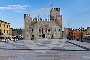 Historical view of the city of Marostica, with medieval walls, Padova, Italy