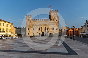 Historical view of the city of Marostica, with medieval walls, Padova, Italy