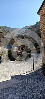 Mountain village stone pavements photo