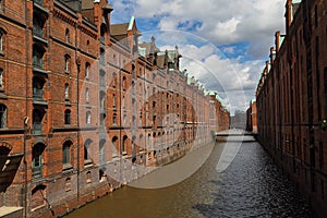 Historical warehouses in Speicherstadt in Hamburg, Germany