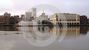 The historical waterfront and downtown urban core Savannah Georgia