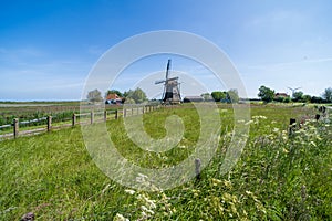 A historical wind mill in the Friese Meren