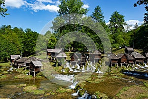 Historical wooden watermills near city Jajce, Bosnia and Herzegovina