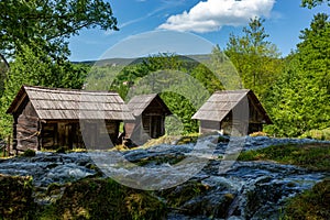 Historical wooden watermills near city Jajce, Bosnia and Herzegovina