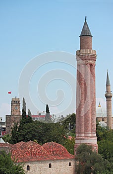 Historical Yivli minaret, downtown of Antalya