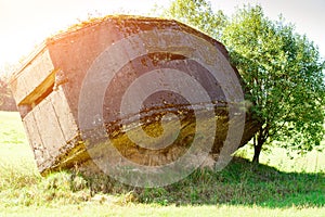 Historically concrete remains of the Second World War at field.