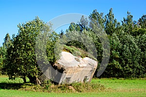 Historically concrete remains of the Second World War at field.