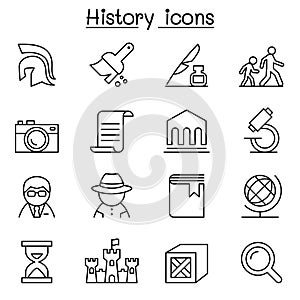 History & archeology icon set in thin line style photo
