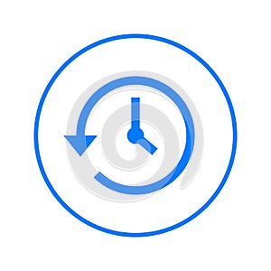 History, clock with arrow around circular line icon. Round colorful sign. Flat style vector symbol.