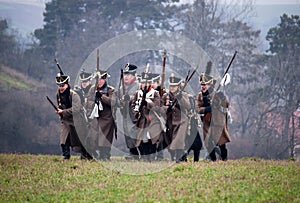 History fan in military costume, Austerlitz