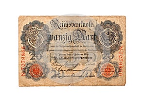 History of German Bank note zwanzig mark 1914