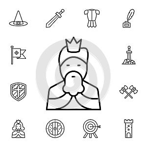 History, king flat vector icon in history pack