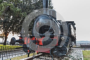 History and landmark: Historical Locomotiva Numero Uno, steam Italian engine on Colle Cidneo, Brescia photo