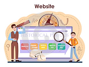History lesson online service or platform. History school subject