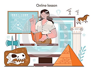History lesson online service or platform. History school subject