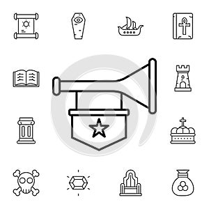 History, trumpet flat vector icon in history pack