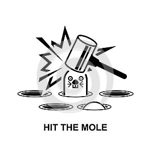 Hit the mole icon isolated on background