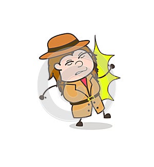 Hit Punch on Face - Female Explorer Scientist Cartoon Vector