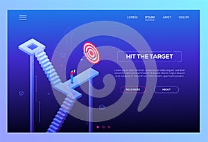 Hit the target - modern isometric vector website header