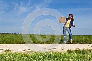 Hitch hiking girl