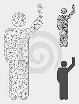 Hitchhike Pose Vector Mesh Network Model and Triangle Mosaic Icon